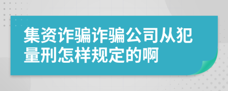 集资诈骗诈骗公司从犯量刑怎样规定的啊