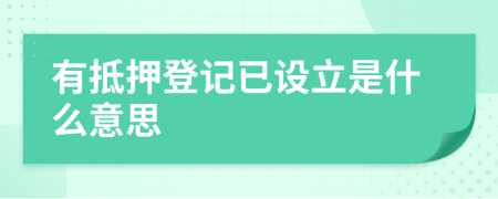 有抵押登记已设立是什么意思