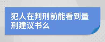 犯人在判刑前能看到量刑建议书么