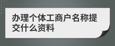 办理个体工商户名称提交什么资料