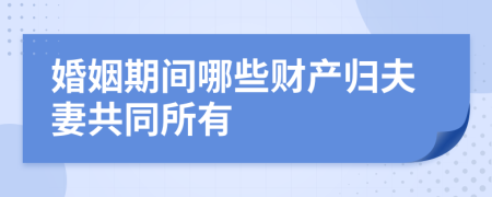 婚姻期间哪些财产归夫妻共同所有