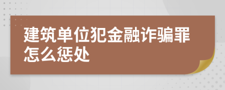 建筑单位犯金融诈骗罪怎么惩处