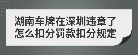 湖南车牌在深圳违章了怎么扣分罚款扣分规定