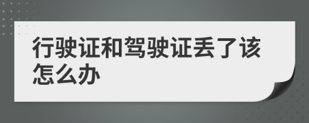 行驶证和驾驶证丢了该怎么办