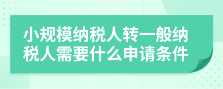 小规模纳税人转一般纳税人需要什么申请条件