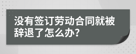 没有签订劳动合同就被辞退了怎么办？