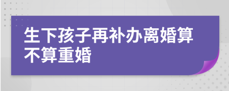 生下孩子再补办离婚算不算重婚