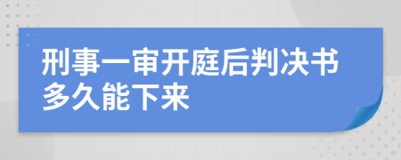 刑事一审开庭后判决书多久能下来