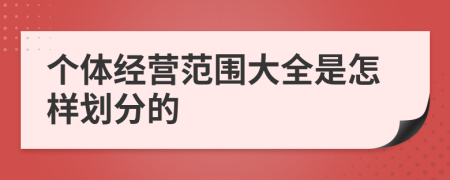 个体经营范围大全是怎样划分的