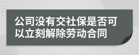 公司没有交社保是否可以立刻解除劳动合同
