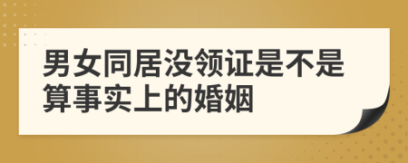 男女同居没领证是不是算事实上的婚姻