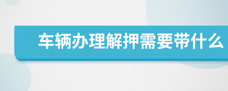 车辆办理解押需要带什么