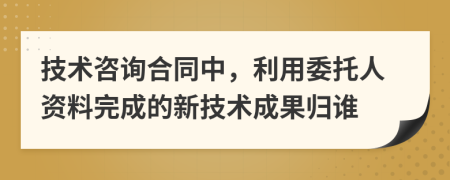 技术咨询合同中，利用委托人资料完成的新技术成果归谁