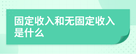 固定收入和无固定收入是什么