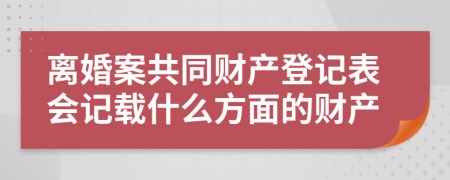 离婚案共同财产登记表会记载什么方面的财产