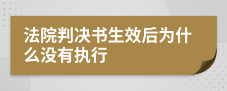 法院判决书生效后为什么没有执行