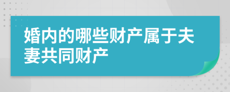 婚内的哪些财产属于夫妻共同财产