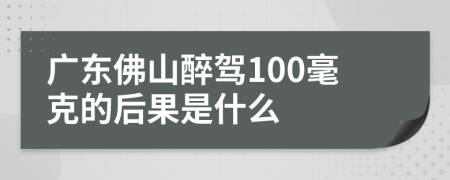 广东佛山醉驾100毫克的后果是什么