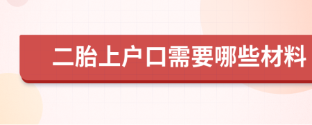 二胎上户口需要哪些材料	