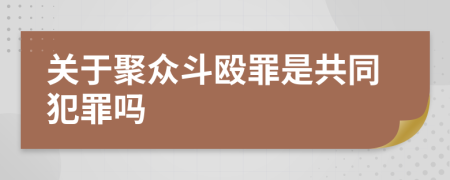 关于聚众斗殴罪是共同犯罪吗