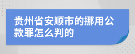 贵州省安顺市的挪用公款罪怎么判的