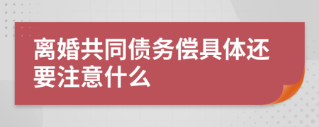 离婚共同债务偿具体还要注意什么