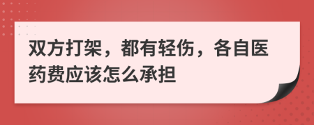 双方打架，都有轻伤，各自医药费应该怎么承担