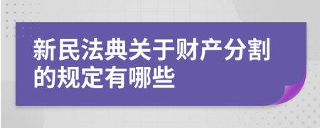 新民法典关于财产分割的规定有哪些