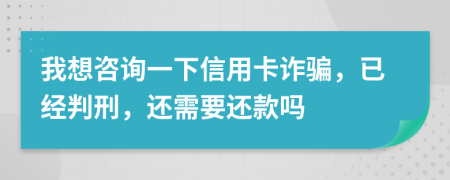 我想咨询一下信用卡诈骗，已经判刑，还需要还款吗