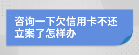 咨询一下欠信用卡不还立案了怎样办