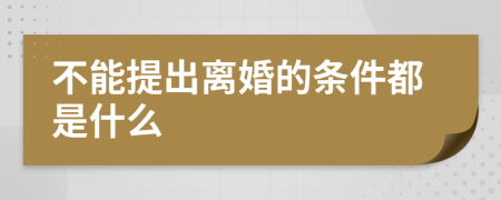 不能提出离婚的条件都是什么