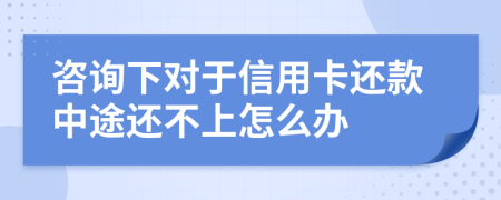 咨询下对于信用卡还款中途还不上怎么办