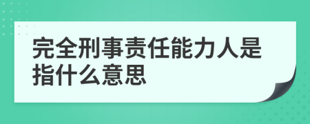 完全刑事责任能力人是指什么意思