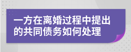 一方在离婚过程中提出的共同债务如何处理