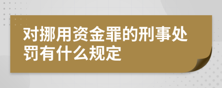 对挪用资金罪的刑事处罚有什么规定