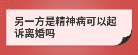 另一方是精神病可以起诉离婚吗