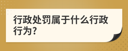 行政处罚属于什么行政行为?