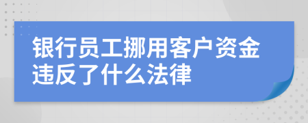 银行员工挪用客户资金违反了什么法律