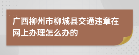 广西柳州市柳城县交通违章在网上办理怎么办的