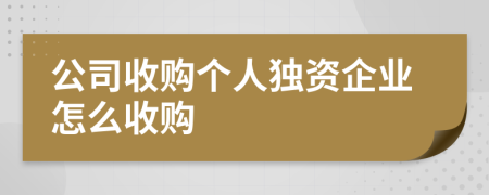 公司收购个人独资企业怎么收购