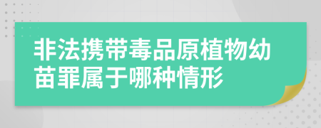 非法携带毒品原植物幼苗罪属于哪种情形