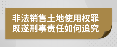 非法销售土地使用权罪既遂刑事责任如何追究