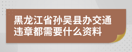 黑龙江省孙吴县办交通违章都需要什么资料