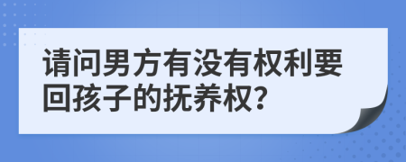 请问男方有没有权利要回孩子的抚养权？