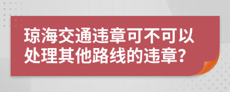 琼海交通违章可不可以处理其他路线的违章？