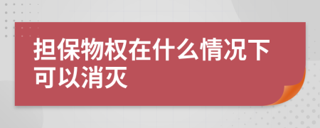 担保物权在什么情况下可以消灭