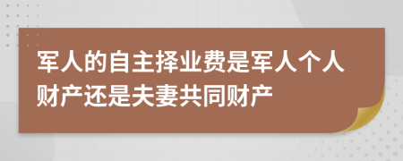 军人的自主择业费是军人个人财产还是夫妻共同财产