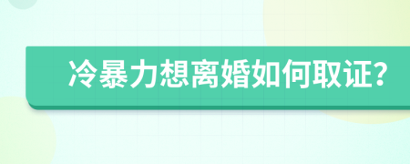 冷暴力想离婚如何取证？