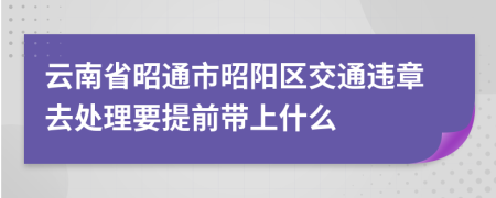 云南省昭通市昭阳区交通违章去处理要提前带上什么