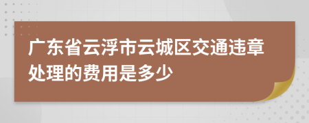 广东省云浮市云城区交通违章处理的费用是多少